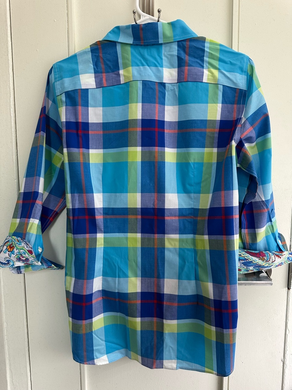 Chaps Blue Green Plaid Button-Down Shirt - Picture 2 of 7